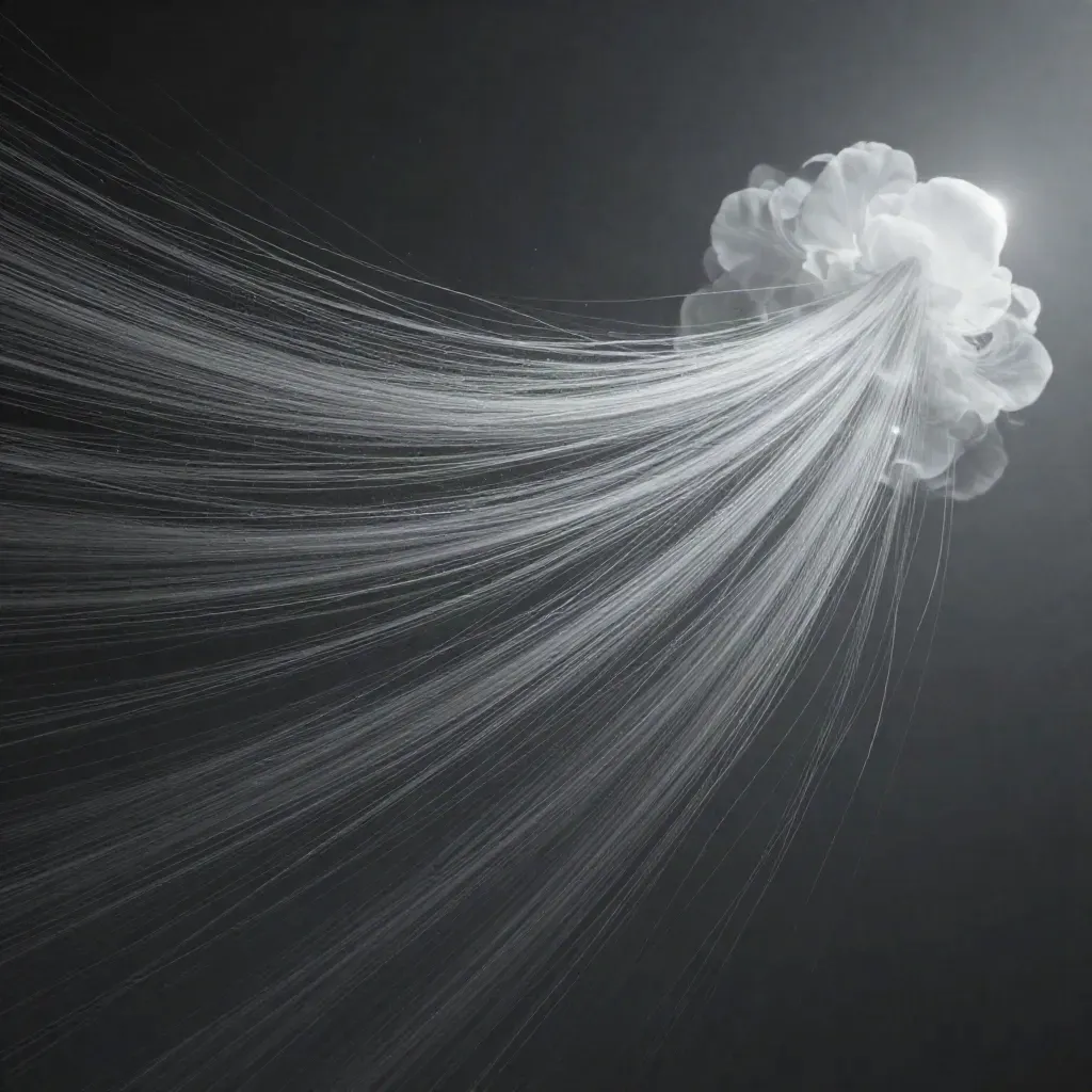 Silver light filaments bloom in graphite haze with open space for headline.